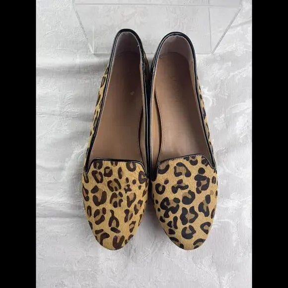 J Crew Womens Flats Size 9.5 Leather Leopard Print Driving Moccasins - Picture 2 of 9